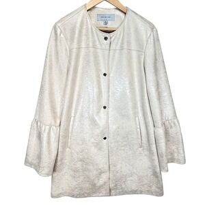 Marc New York Andrew Marc Ivory Shimmer Bell Sleeve Coat Jacket Women's M‎